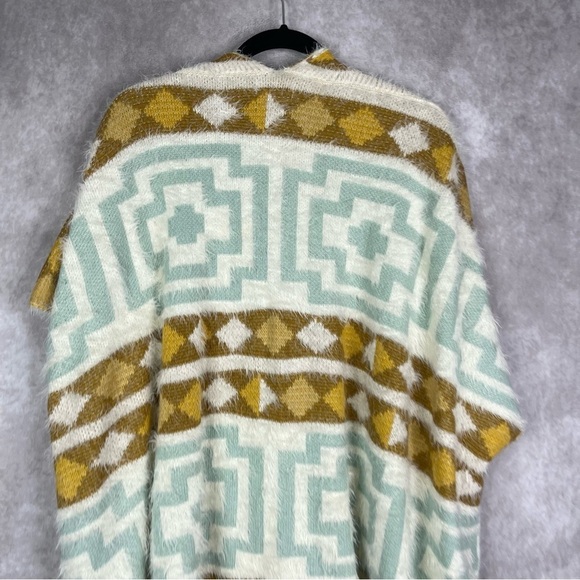 Free People Diamondback Cozy Kimono Sweater Fringed In Multi One Size - Picture 3 of 6